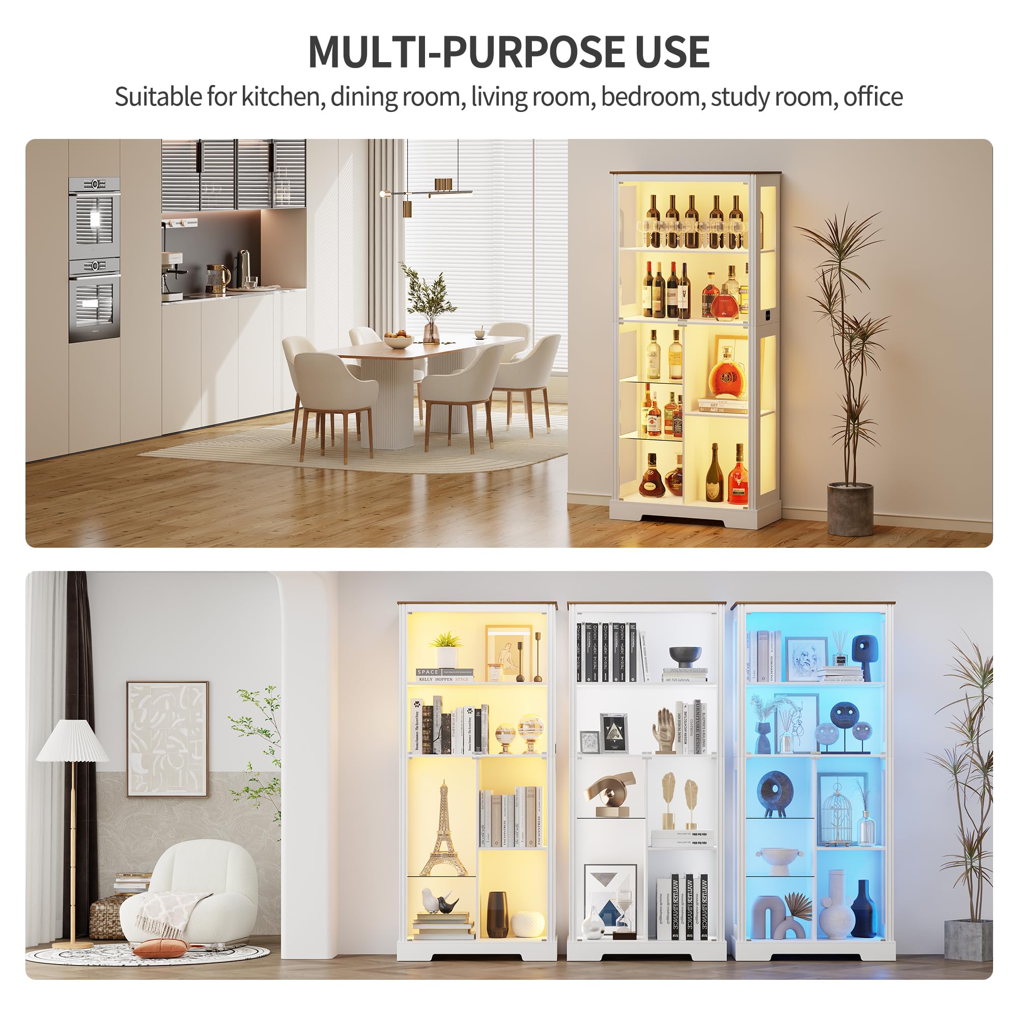 71" Tall Display Curio Cabinet with Glass Doors