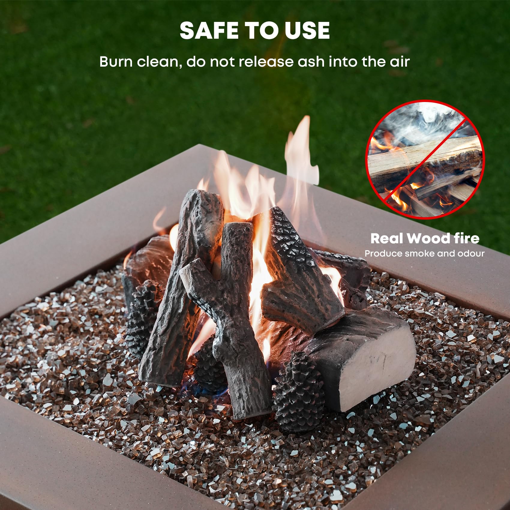 Ceramic Gas Fireplace Logs 9-Piece Set