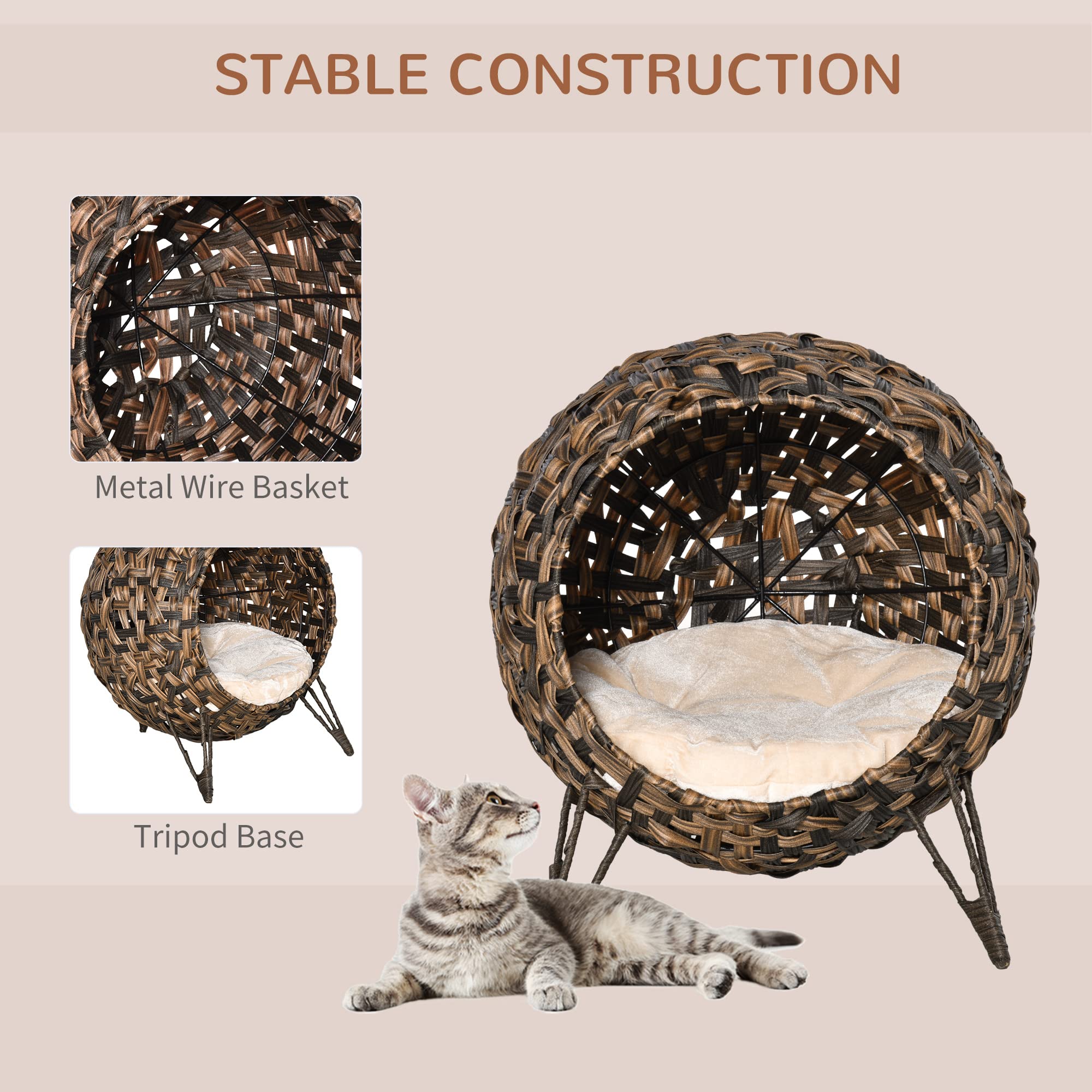 Elevated Woven Cat Bed with Cushion