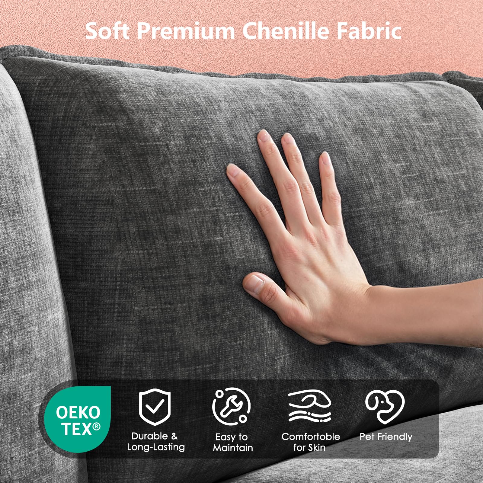 110.6" U-Shaped Modular Sectional Sofa with Ottoman