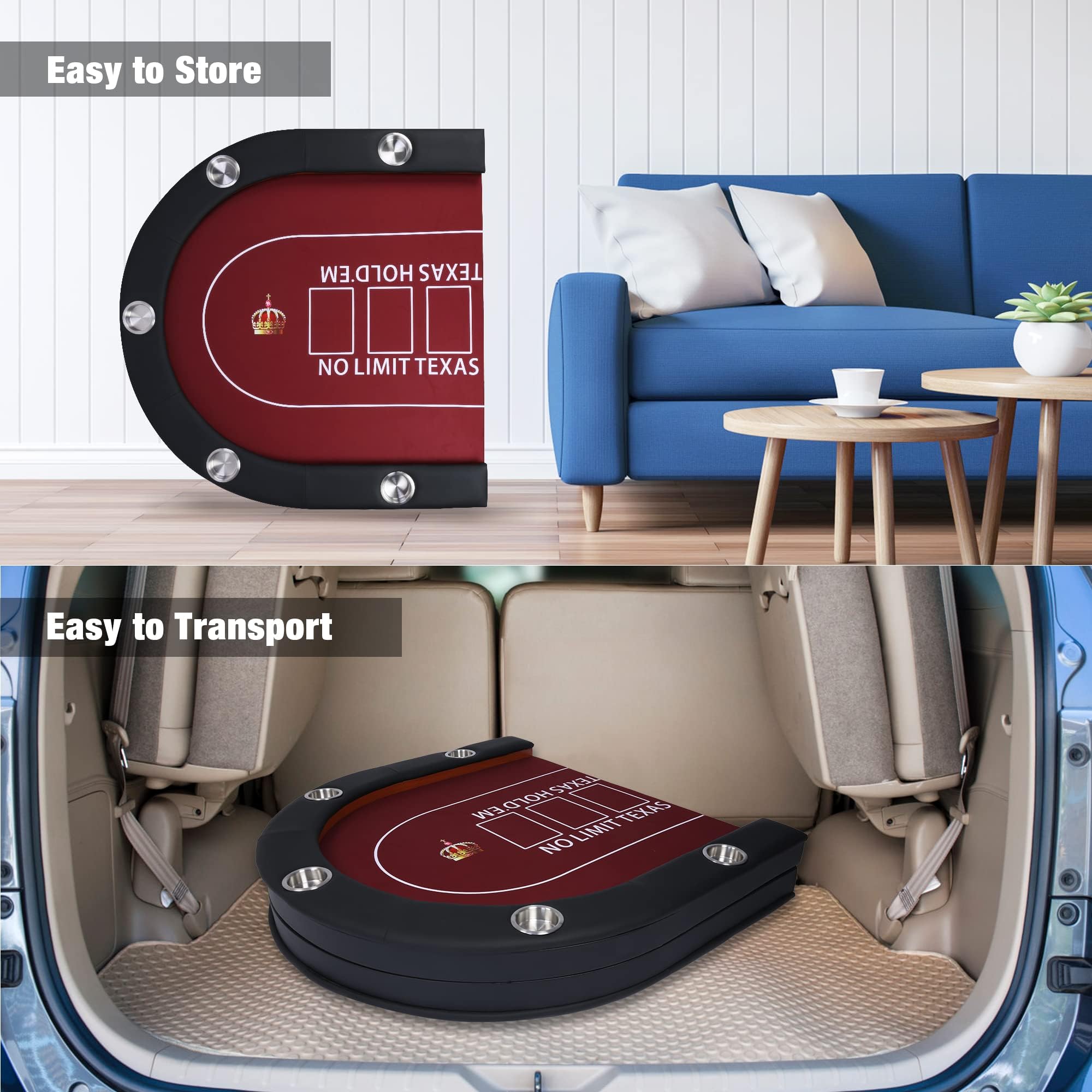 10 Player Foldable Poker Table with Cup Holders