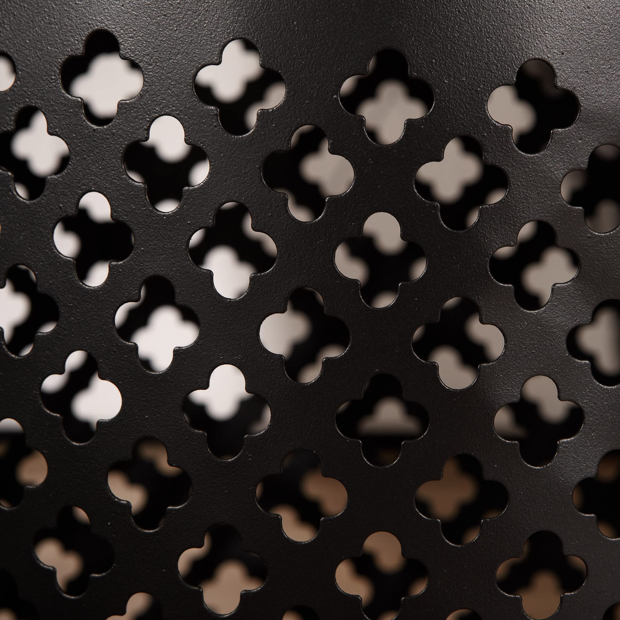 12.5" Steel Outdoor Side Table Round Hollow Drum Patio End Table