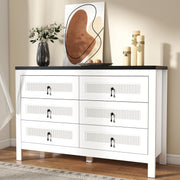 White Fluted 6-Drawer Dresser 47"