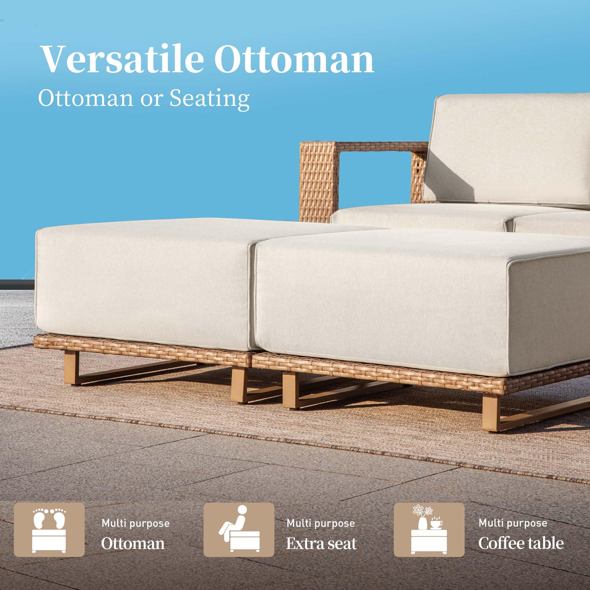U-Shaped Rattan Wicker Sectional Sofa Set