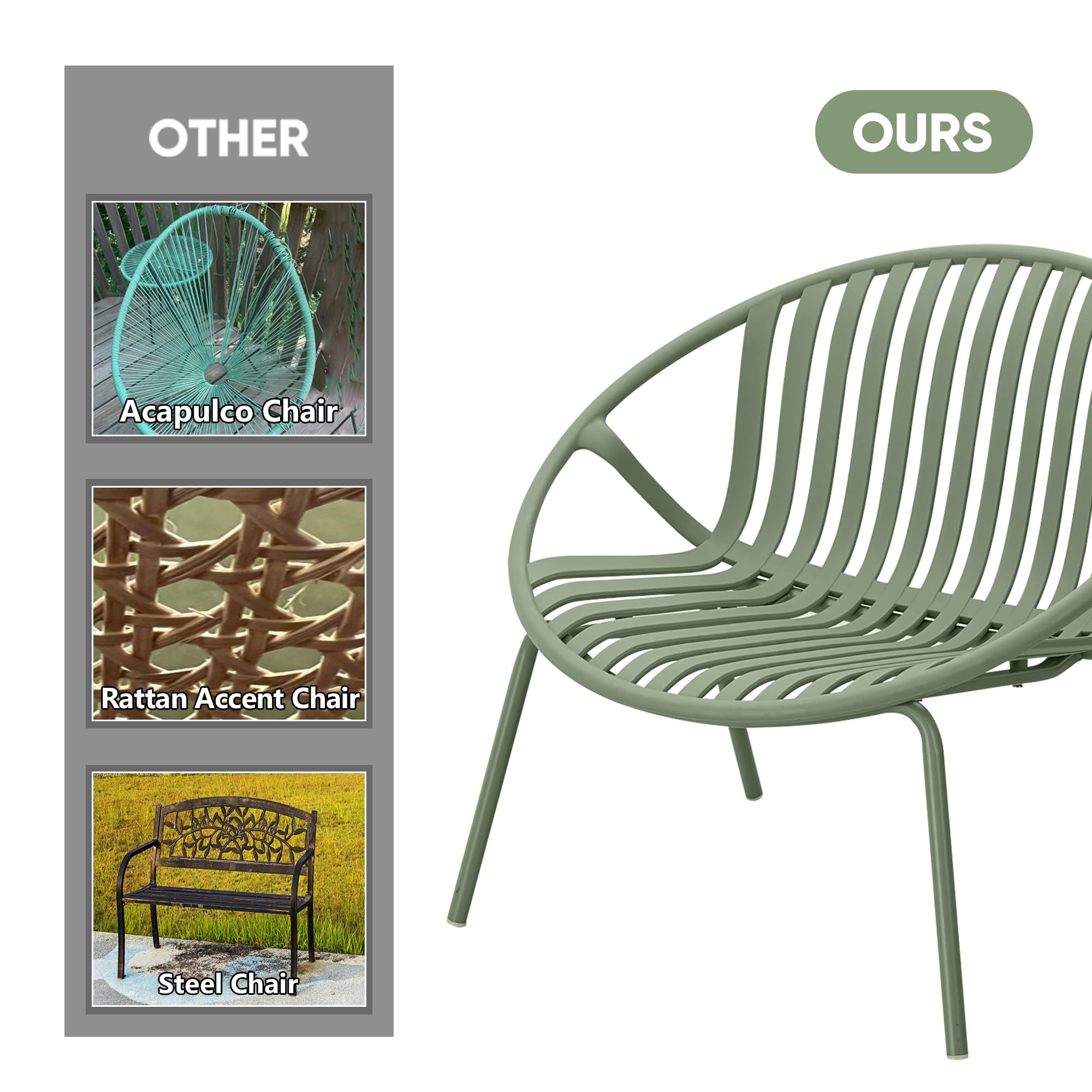 3-Piece Patio Bistro Set with Orange Table and Green Chairs