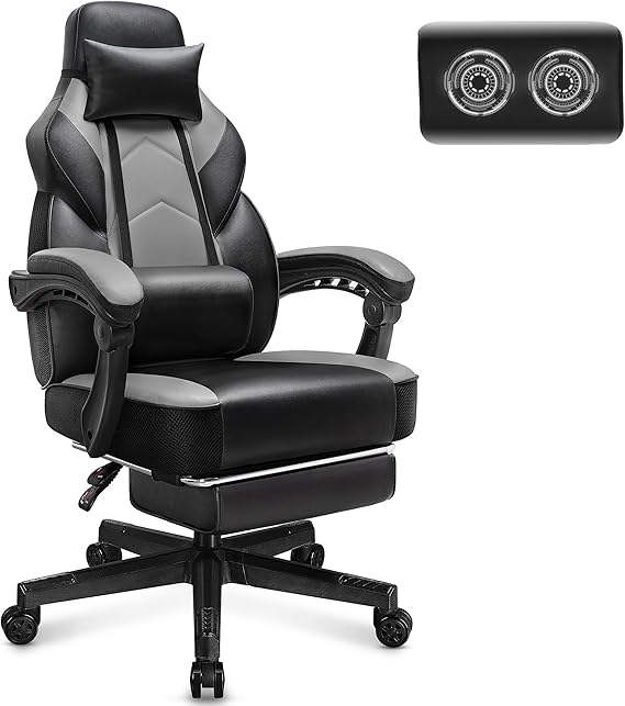 Gaming Chair with Massage and Footrest