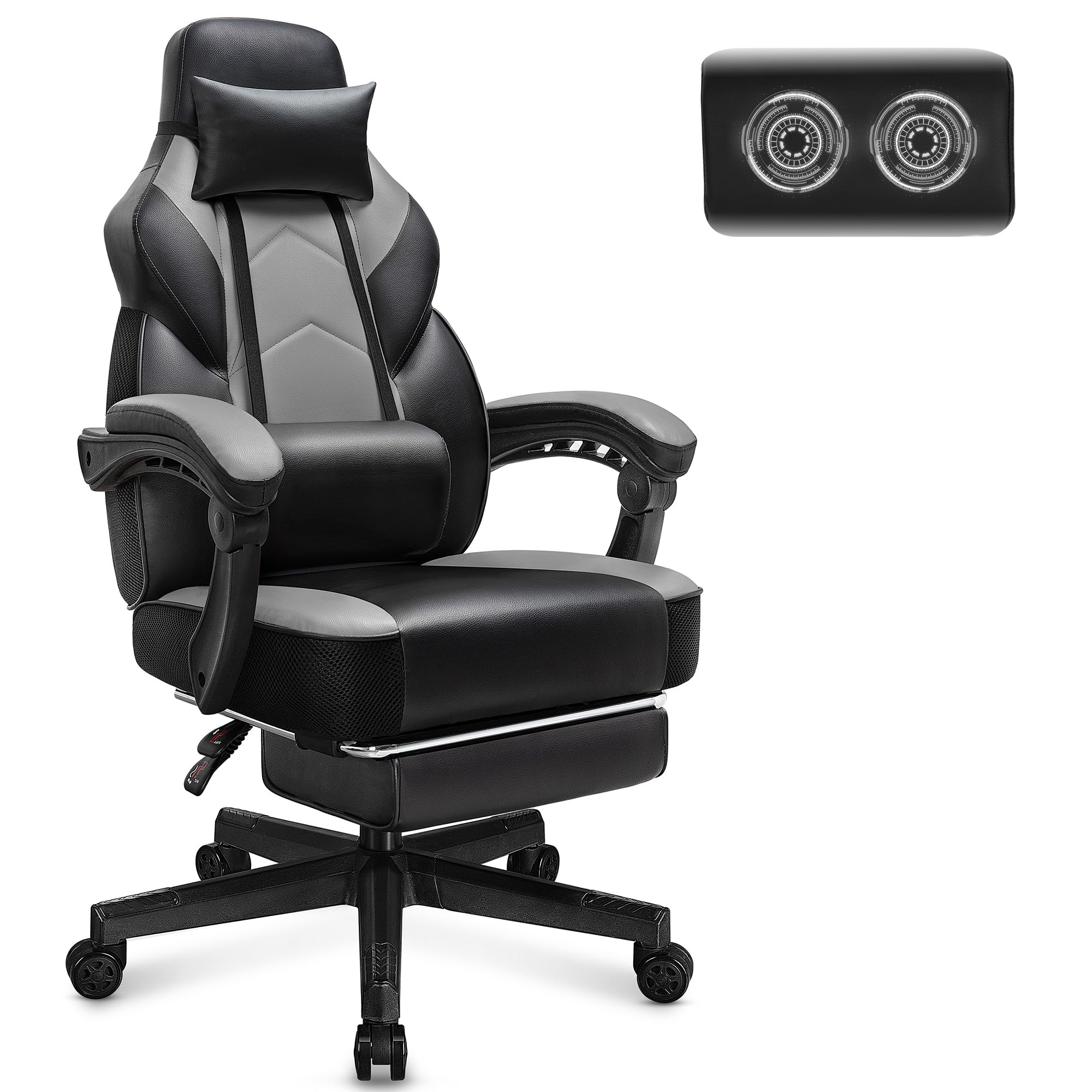 Gaming Chair with Massage and Footrest