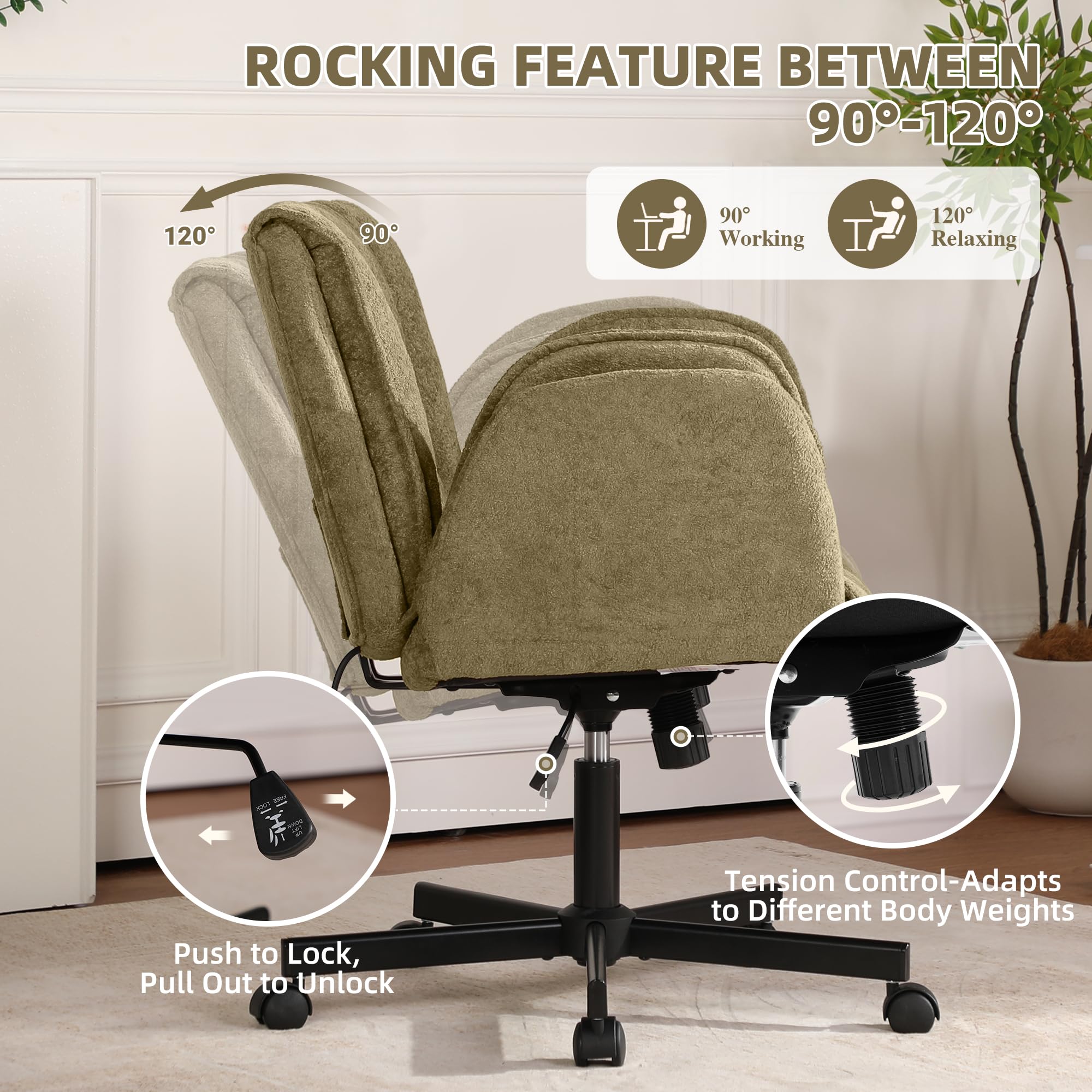 Criss Cross Office Chair with Wheels and Lumbar Support