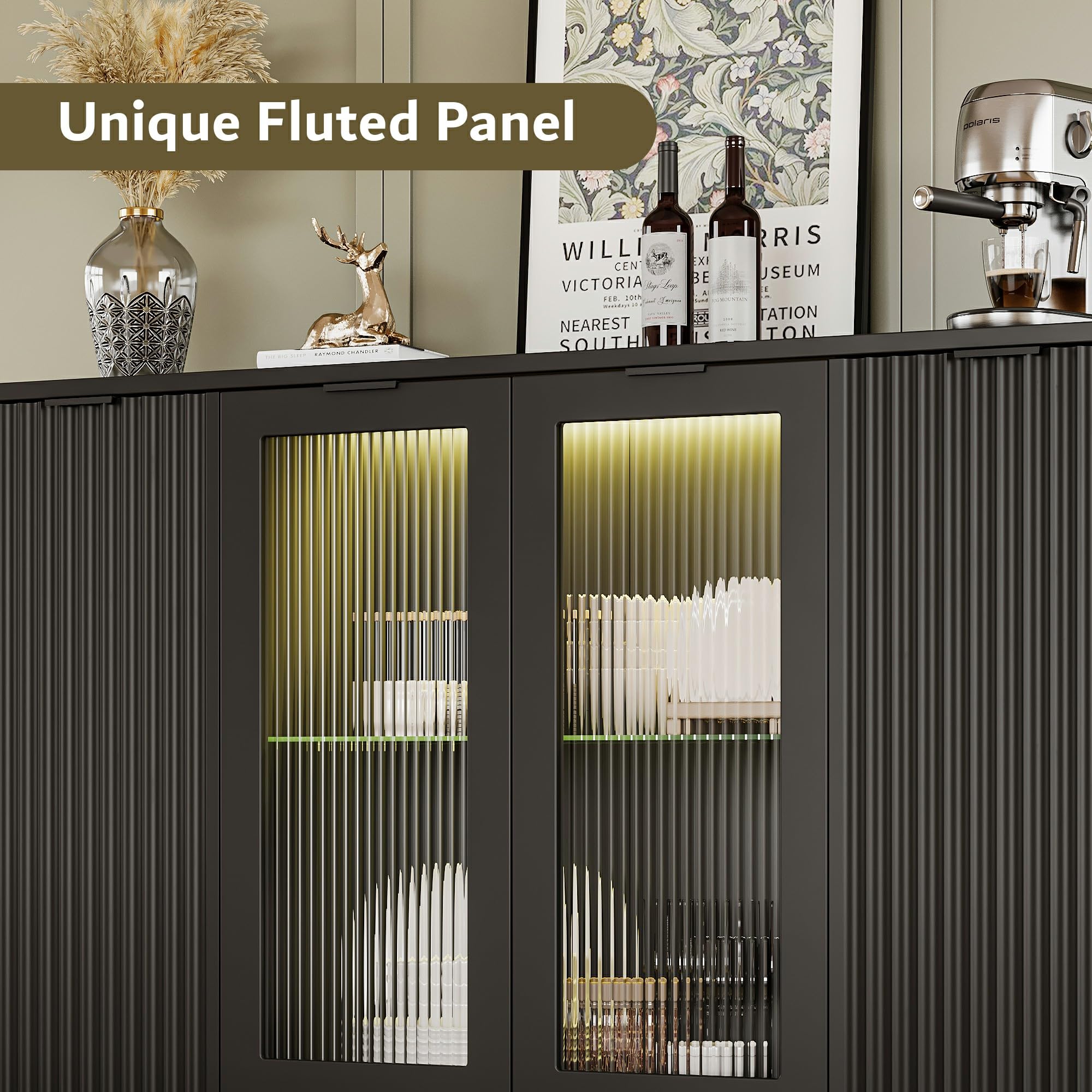 Sideboard Buffet Cabinet with LED Lights