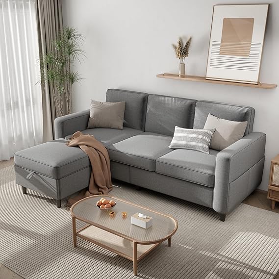 L-Shaped Sectional Sofa with Storage Ottoman