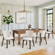 Wooden Dining Chairs Set of 4 - Beige Upholstered Wide Back