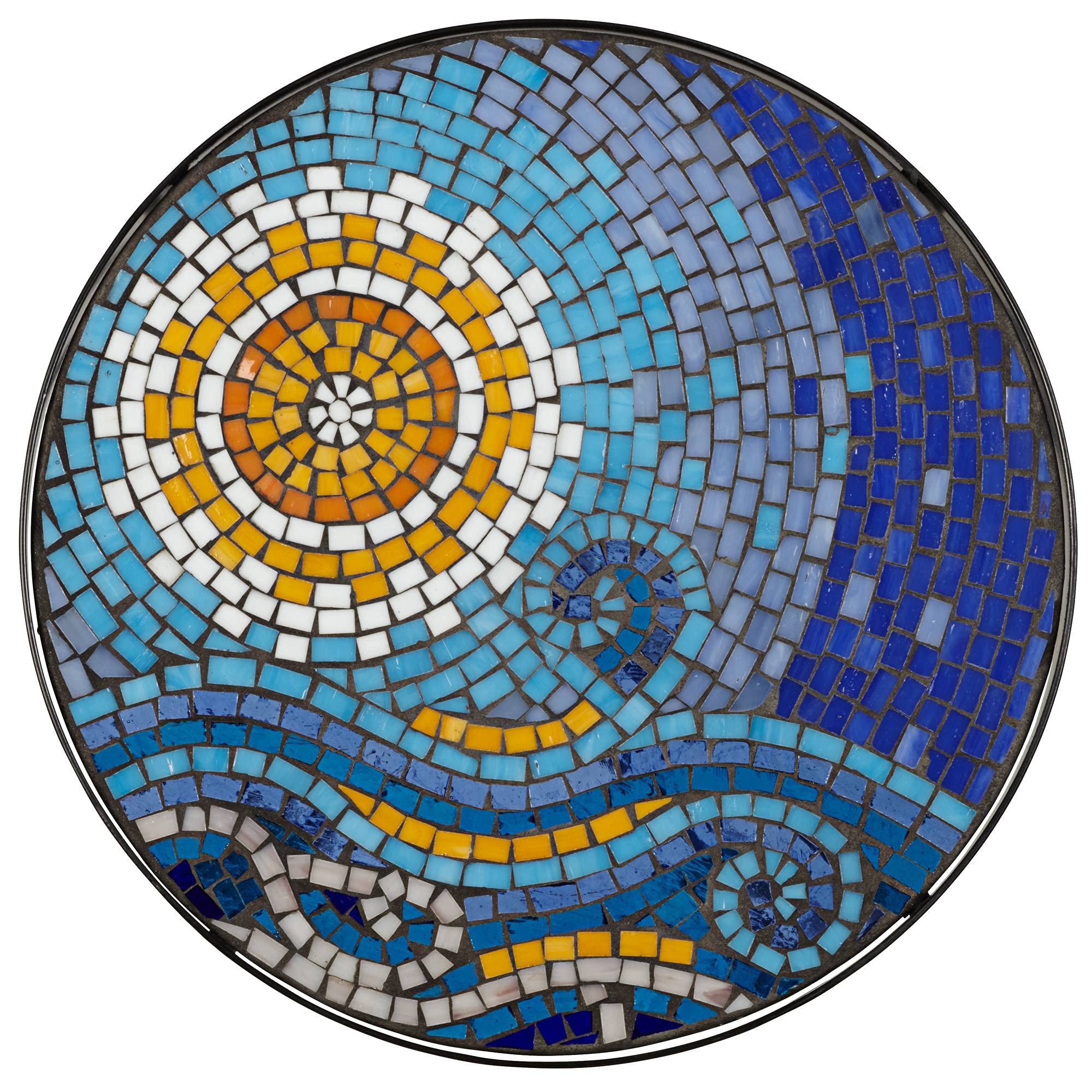 Ocean Scene Mosaic Round Outdoor Accent Tables Set of 2
