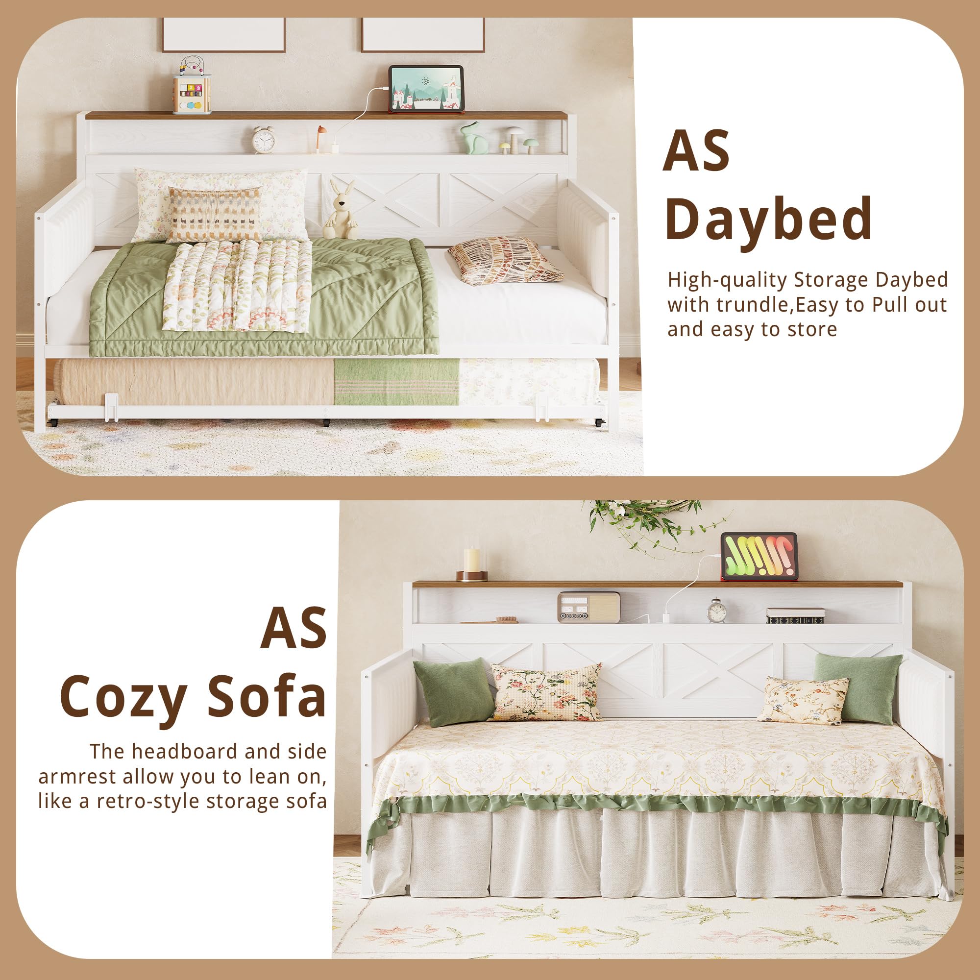 Daybed with Trundle and Charging Station