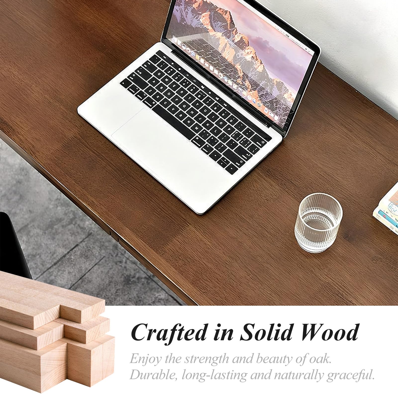 Mid-Century Modern Oak Computer Desk with Drawer