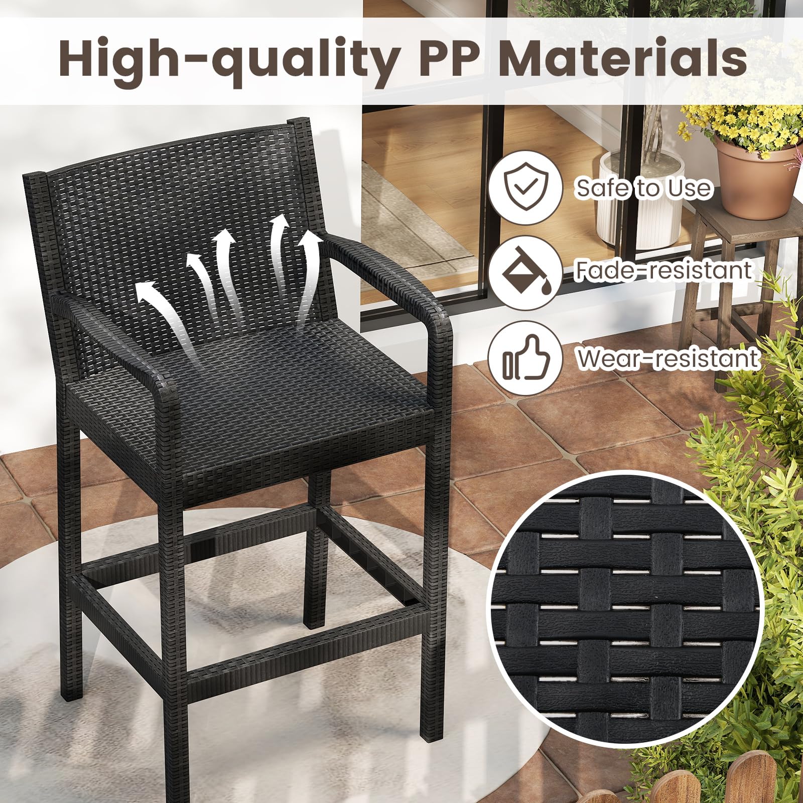 3-Piece Patio Bar Set with Stools