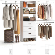 Adjustable Wall Mount Closet Organizer System with Drawers