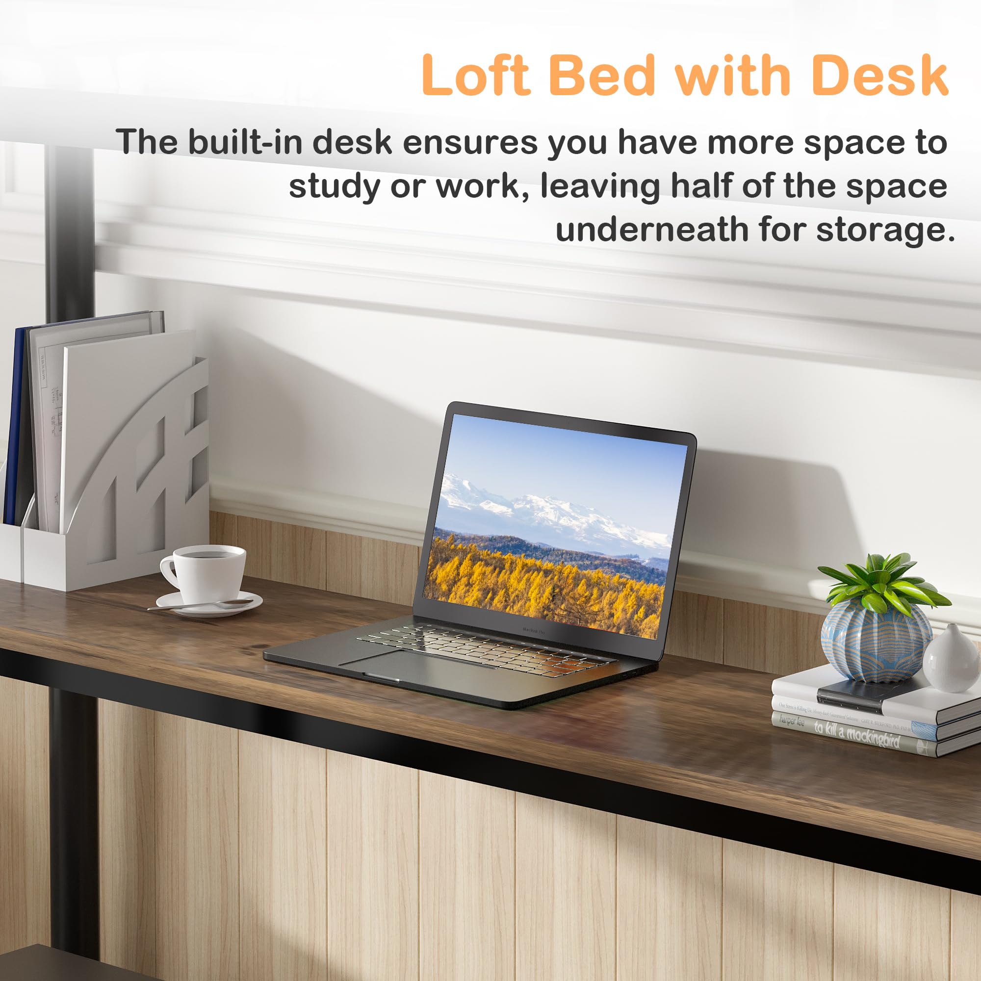 Twin Loft Bed with Desk and Ladder