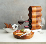 Curvo 4-Bottle Wine Rack with Acacia Wood