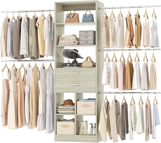Closet Organizer System with Drawers and Shelves