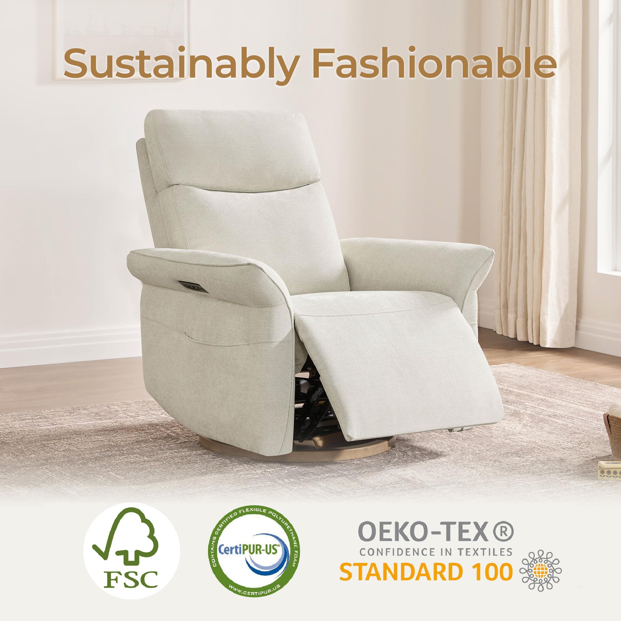 Power Recliner Chair with Triple Motor Swivel Glider