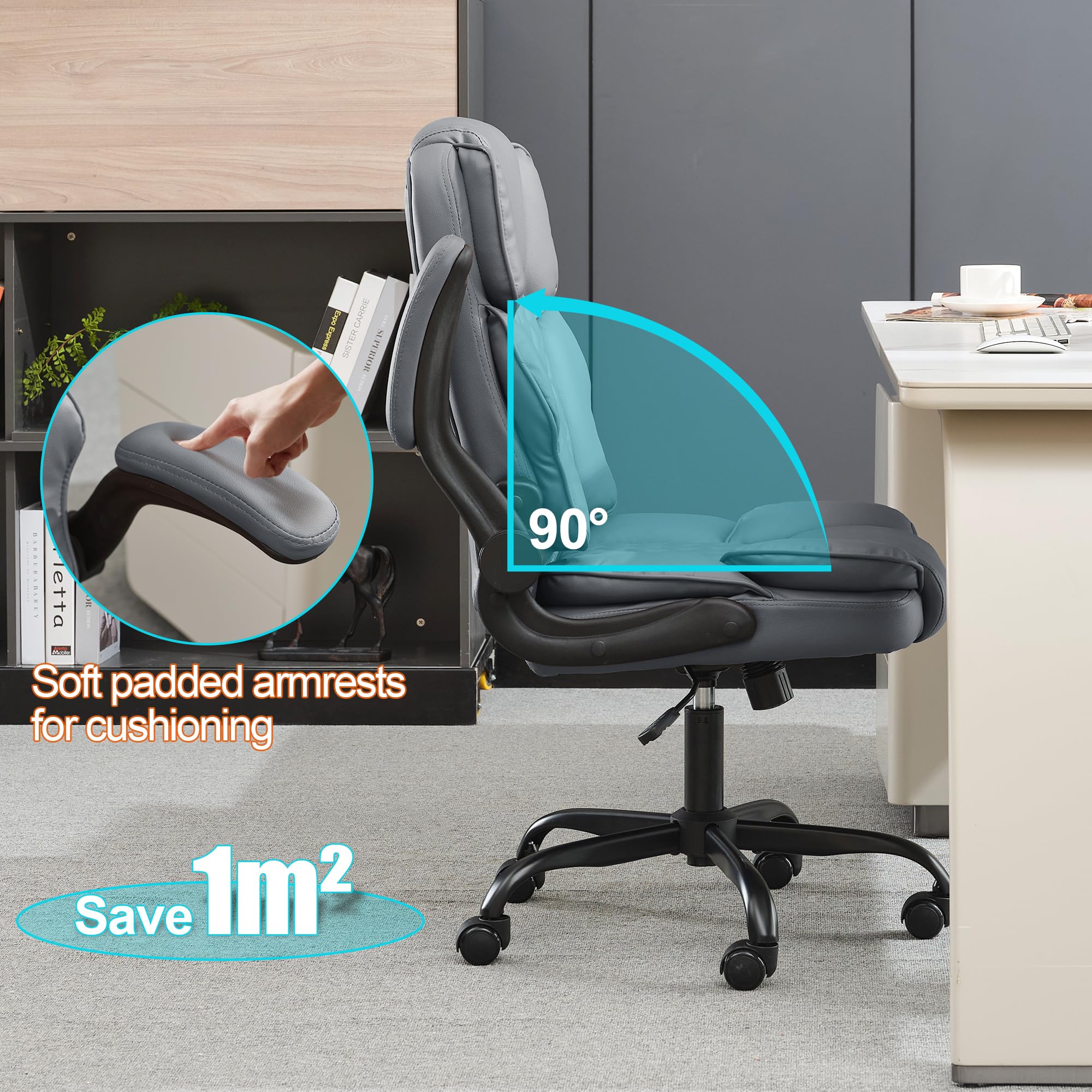 Ergonomic Mid Back Office Chair with Flip-Up Arms