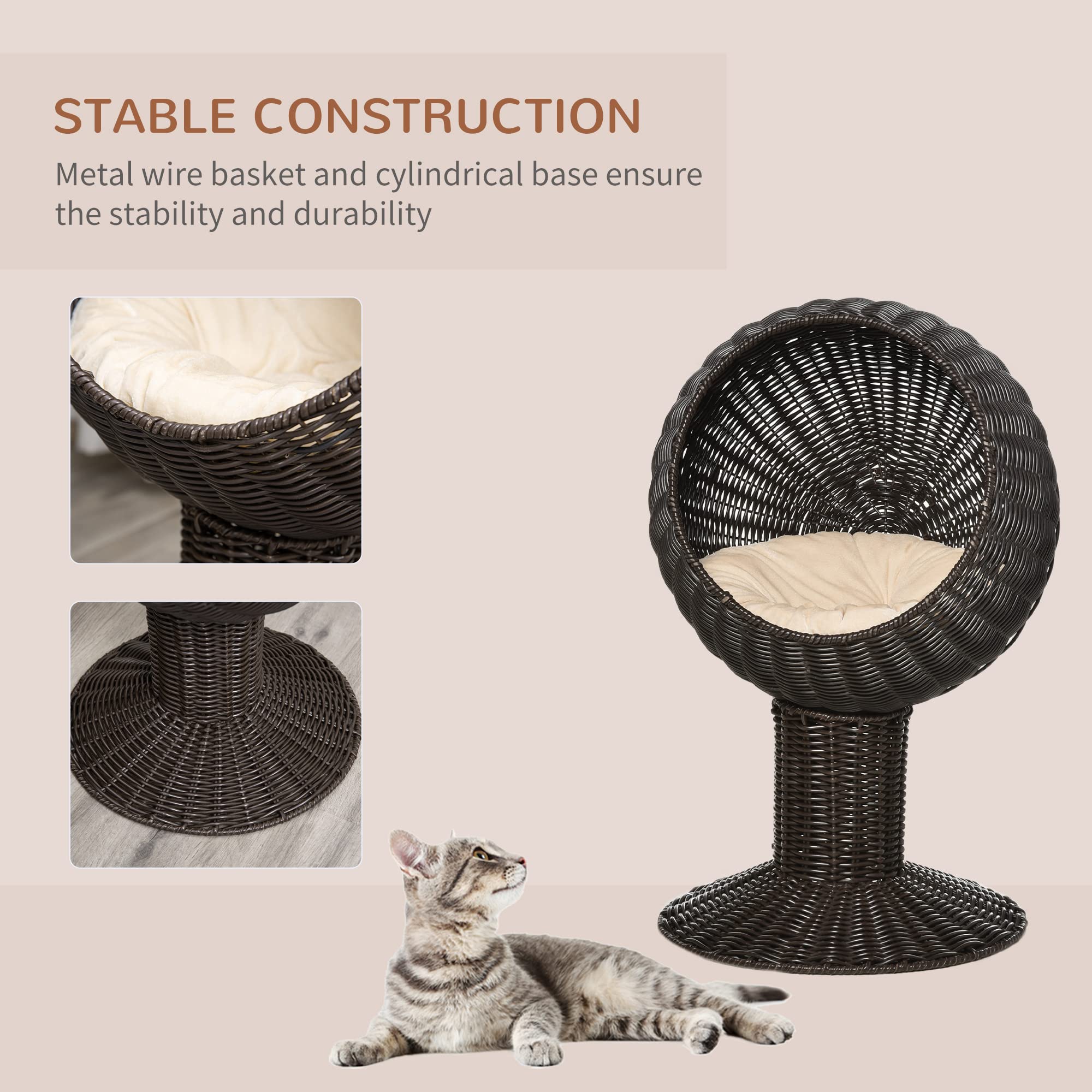 Elevated Cat Bed with Rotatable Egg Chair Pod