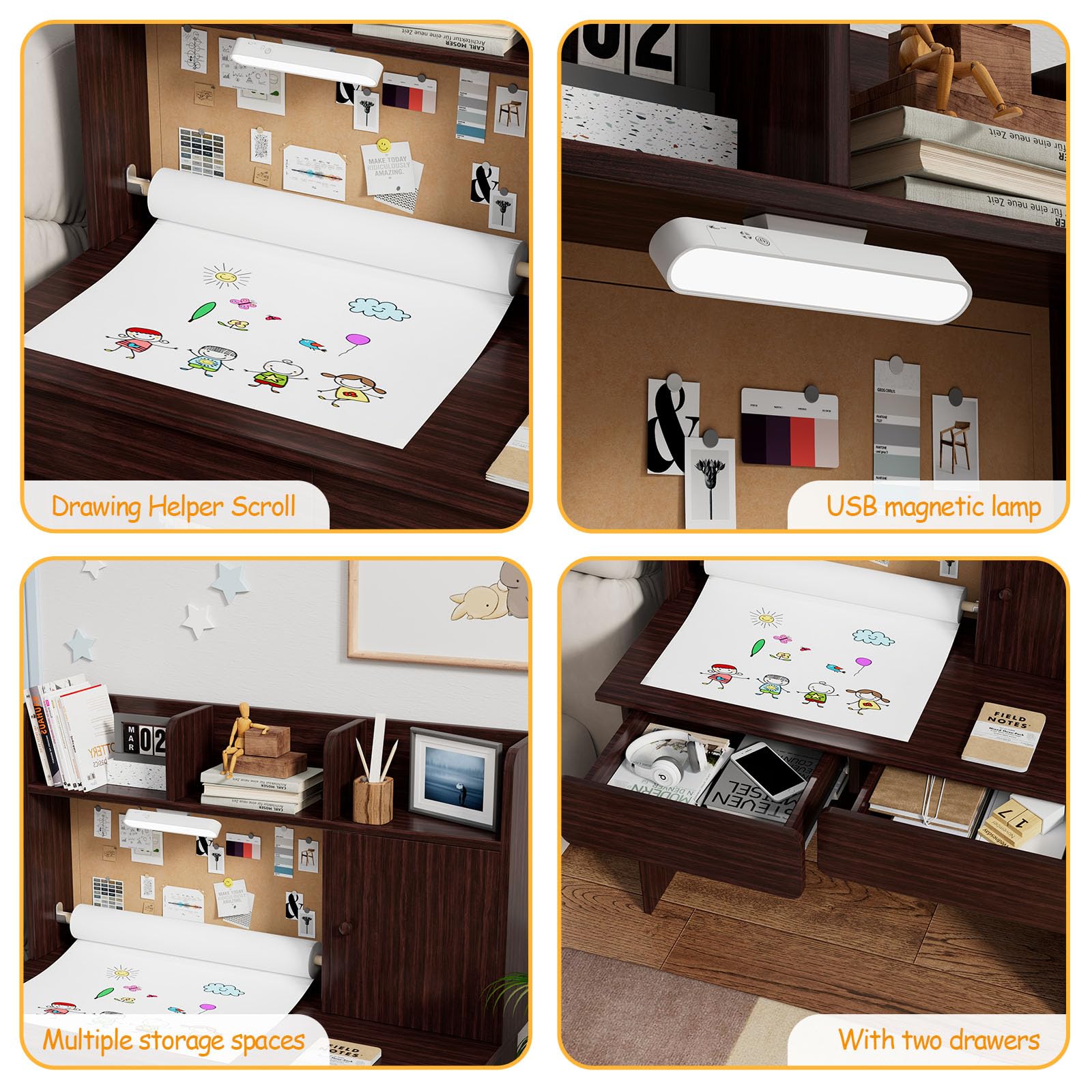 Kids Study Desk and Chair Set with Storage