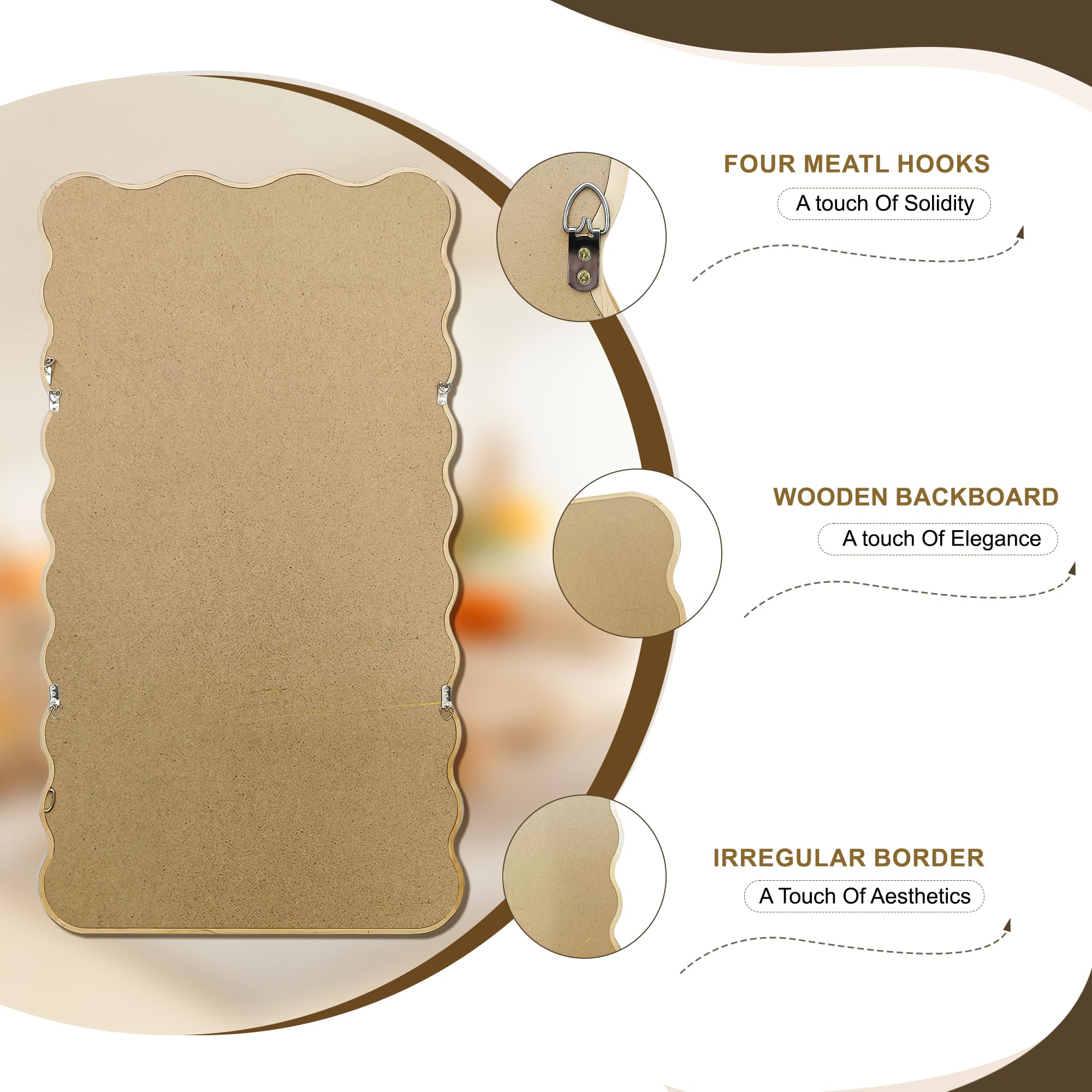 Wavy Wood Wall Mirror