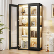Curio Cabinet with Glass Doors and LED Lights