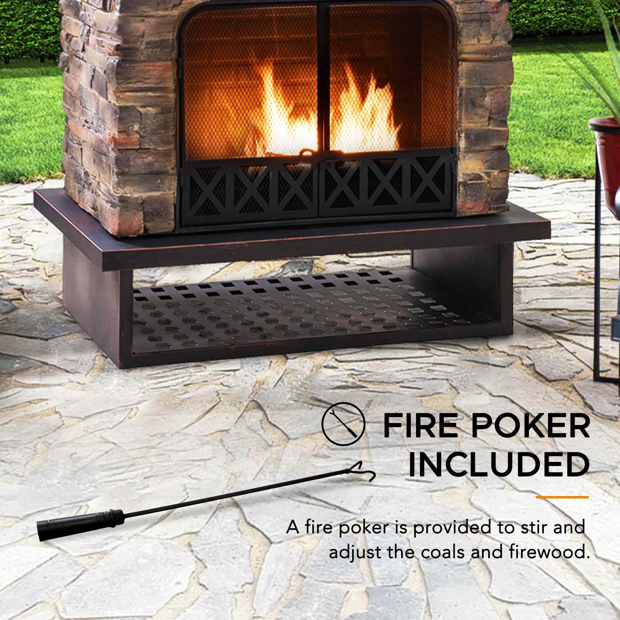 Outdoor Wood Burning Fireplace with Chimney