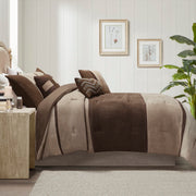 King Comforter Set 7-Piece Faux Suede