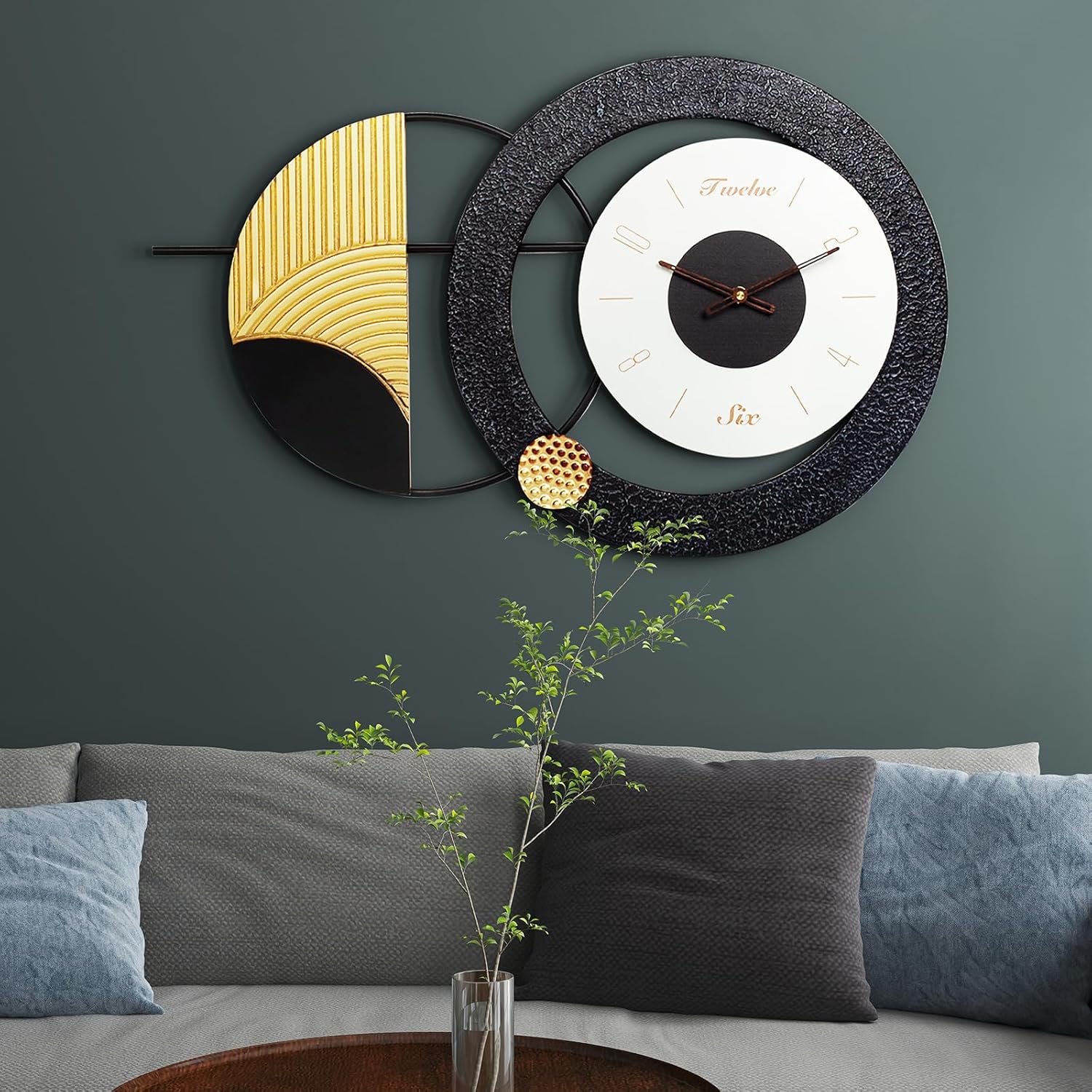Large Modern Feather Wall Clock