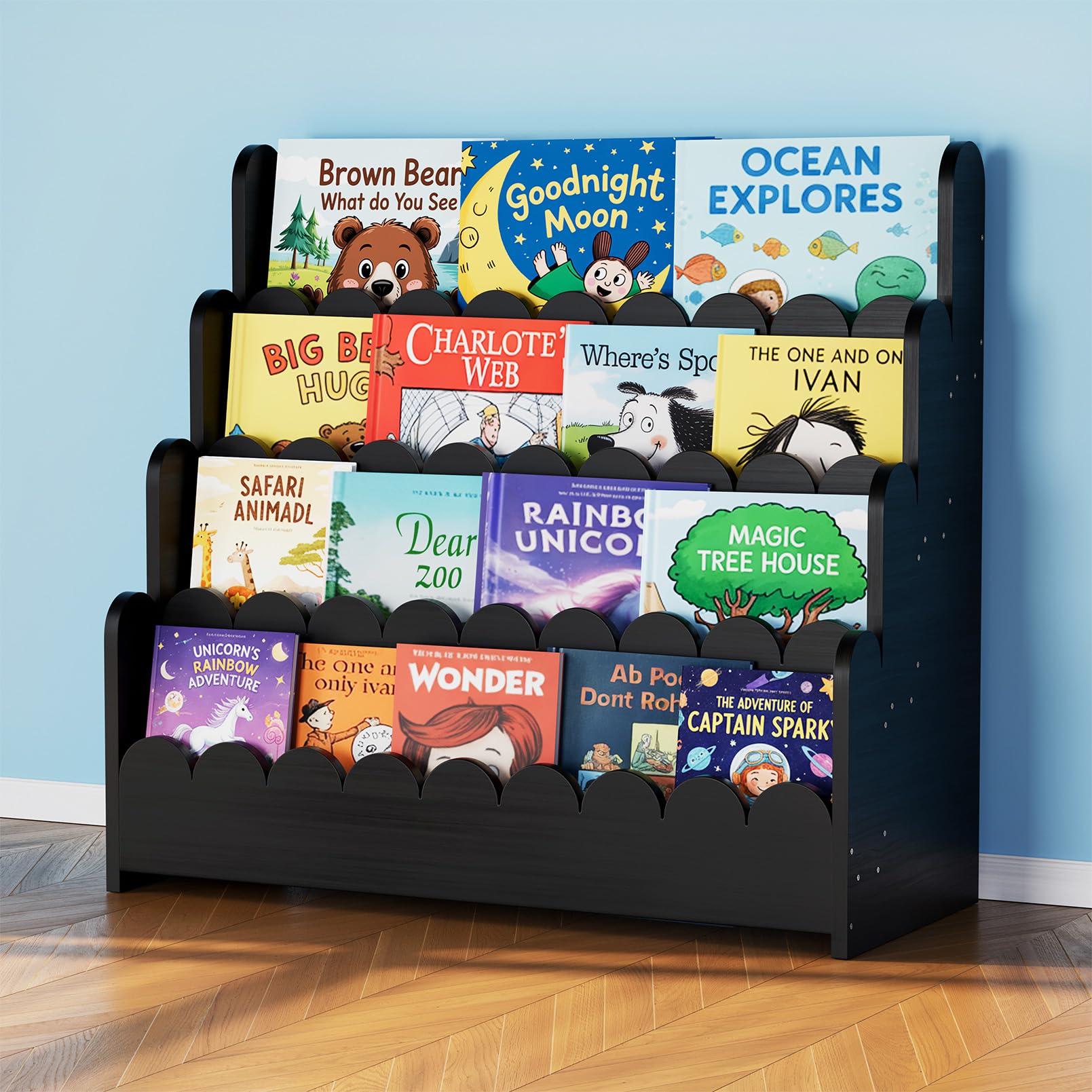 4 Tier Scalloped Montessori Bookshelf