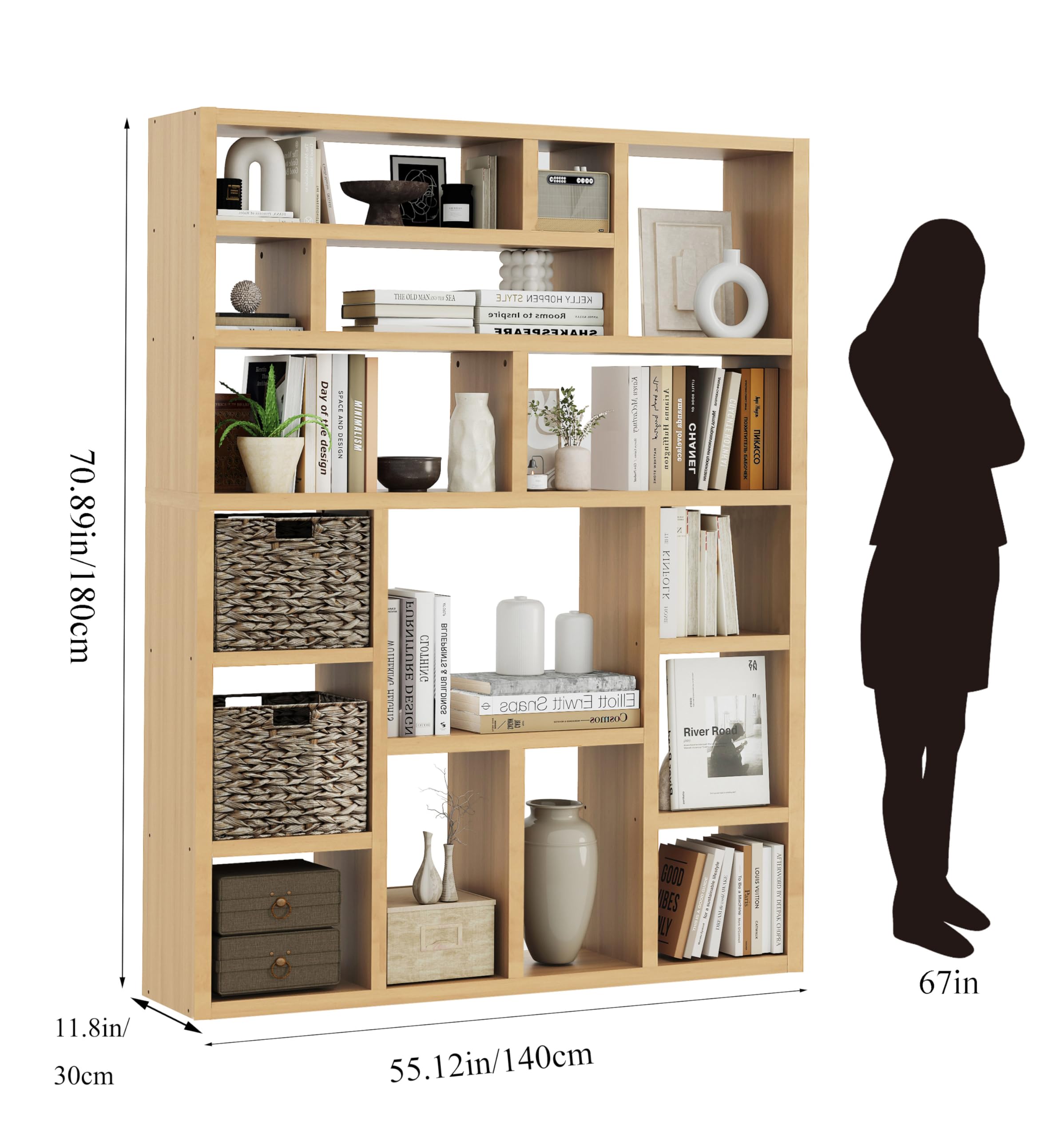 6-Tier Industrial Bookshelf with Storage Baskets