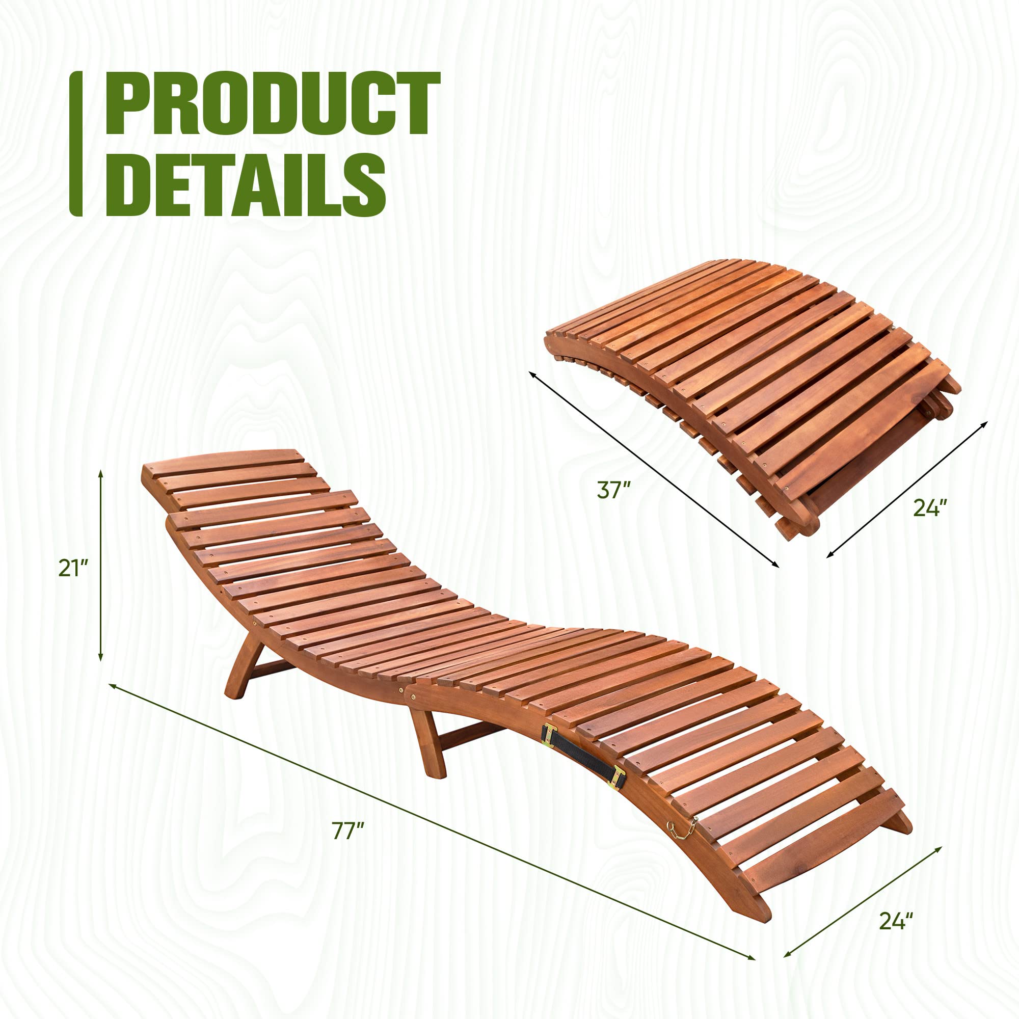 Outdoor Folding Wooden Lounge Chair Set