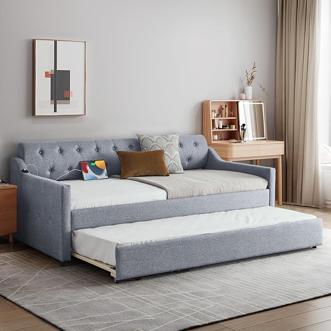 Daybed with Pop Up Trundle and USB Charging Ports