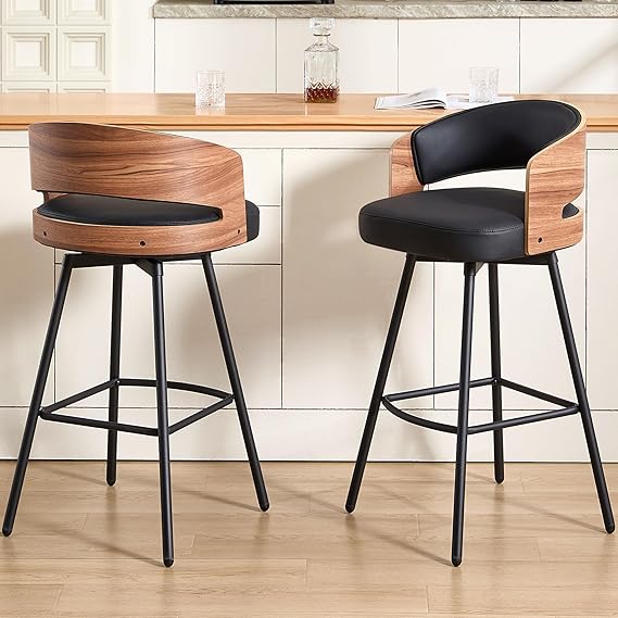 Swivel Bar Stools Set of 2 - 26 Inch Counter Height