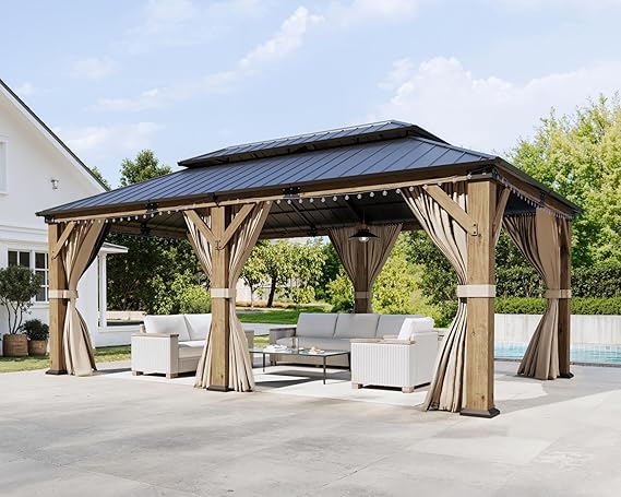 13x15 Hardtop Gazebo with Storage Bar Counter