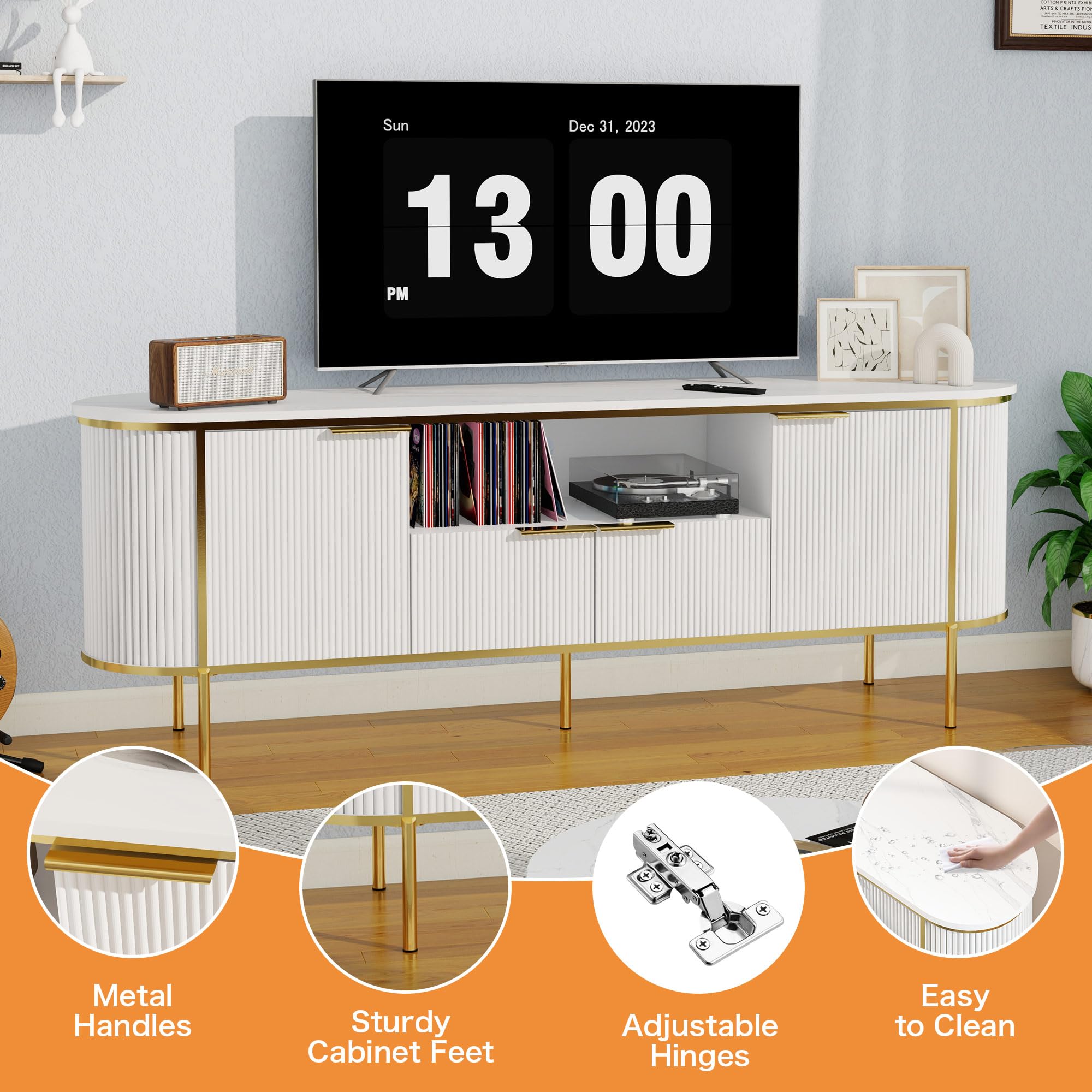 70 Inch TV Stand with Storage and Doors