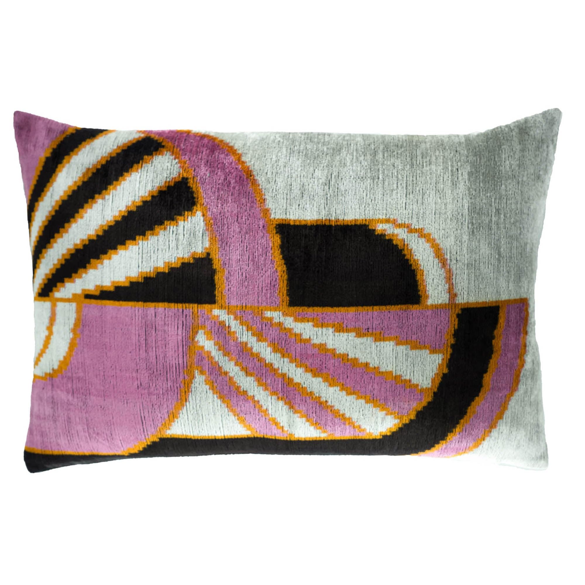 Deco Silk Velvet Ikat Throw Pillow Cover