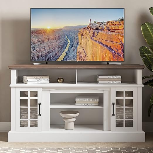 58" Rustic Wood TV Stand with Storage
