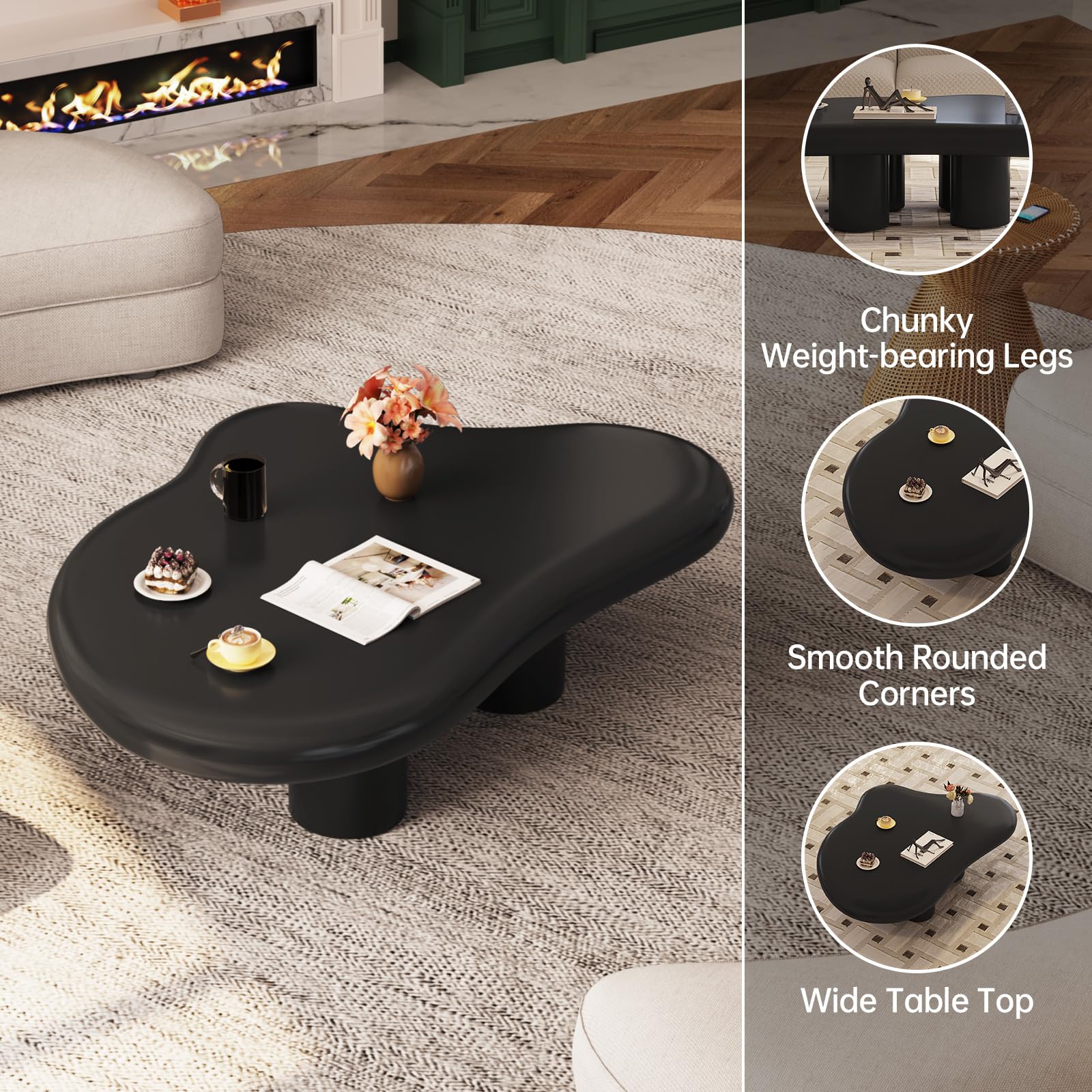 Cloud-Shaped Coffee Table with 4 Legs
