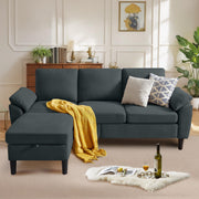 Convertible Sectional Sofa with Movable Ottoman