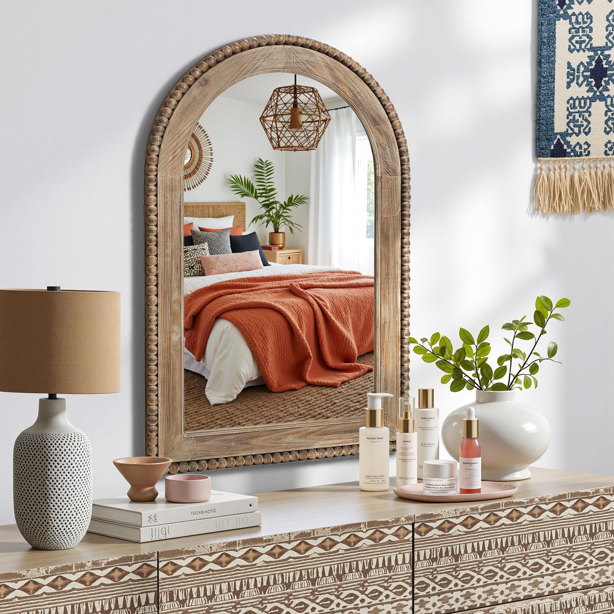Arch Wall Mirror with Wood Frame