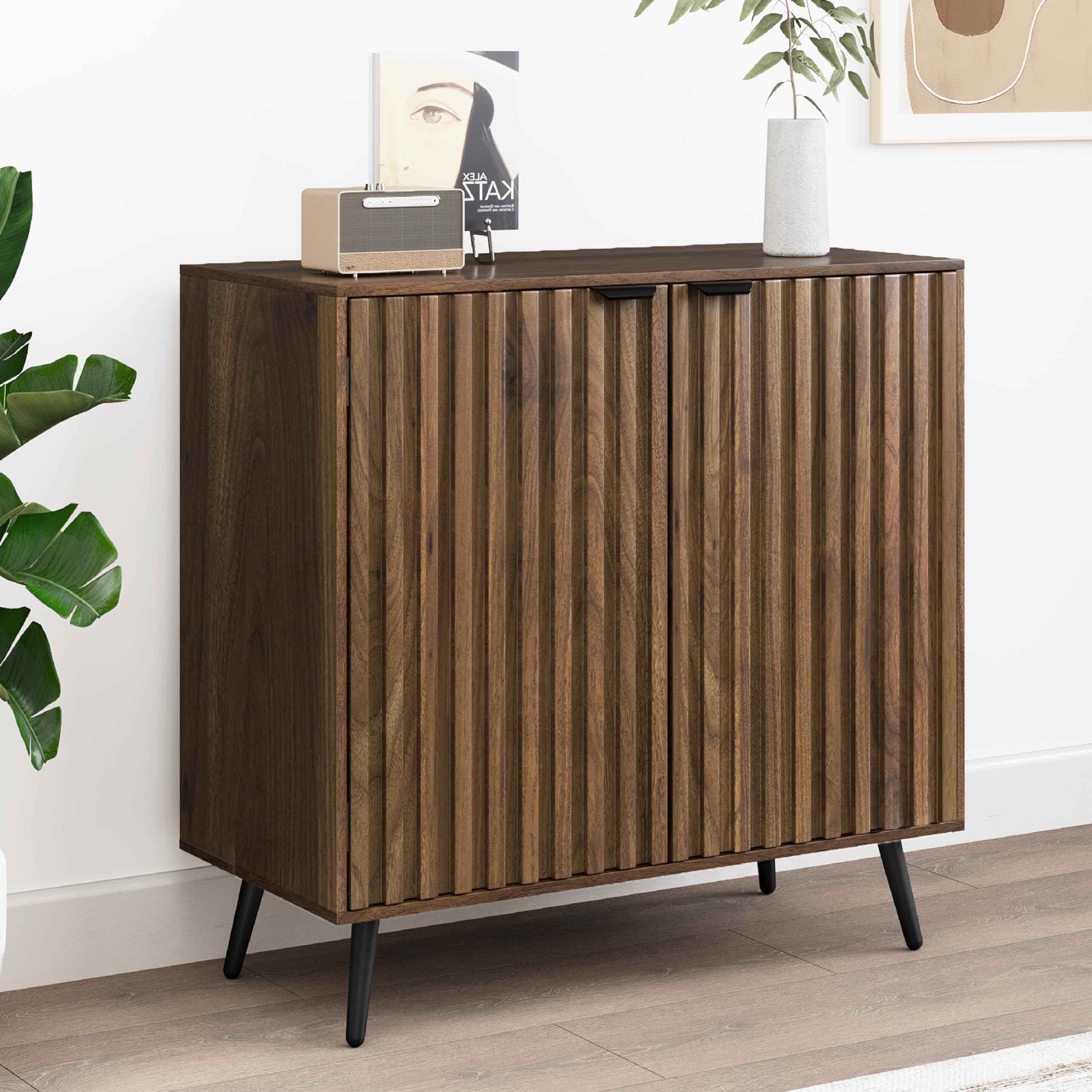 Fluted Sideboard Cabinet with Adjustable Shelf