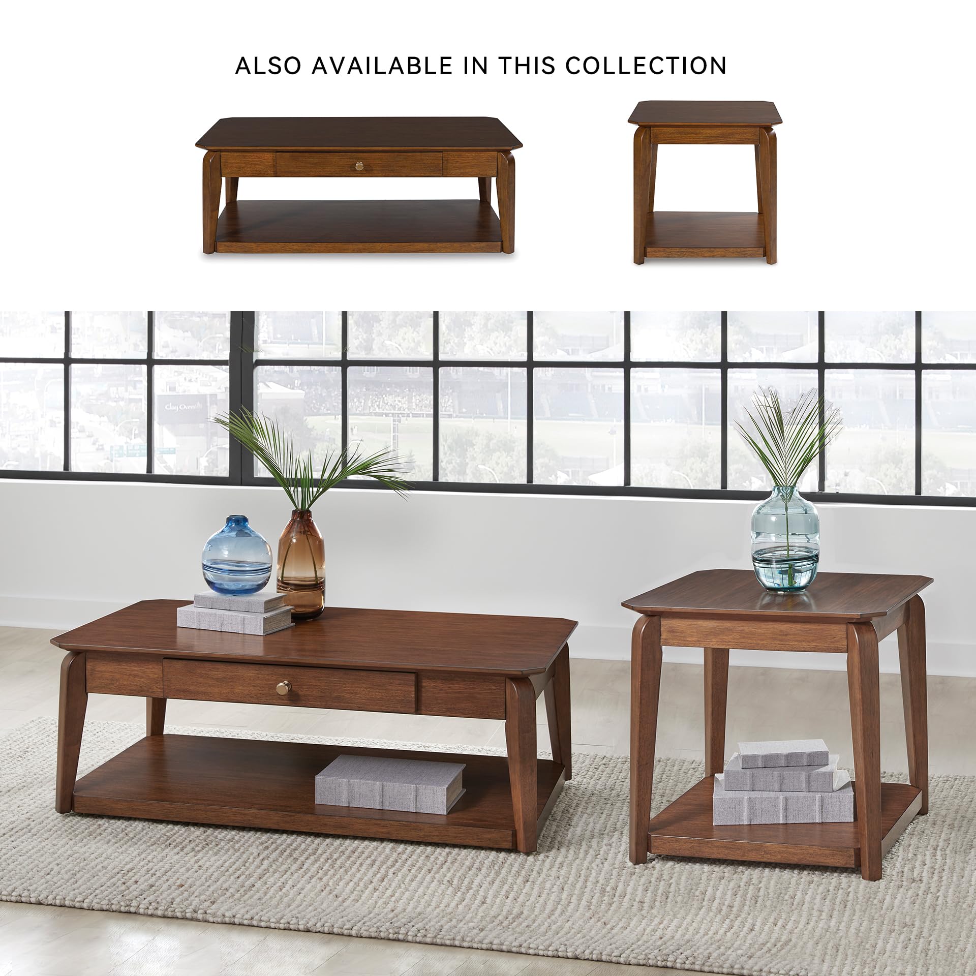 Mid-Century Modern End Table with Lower Shelf