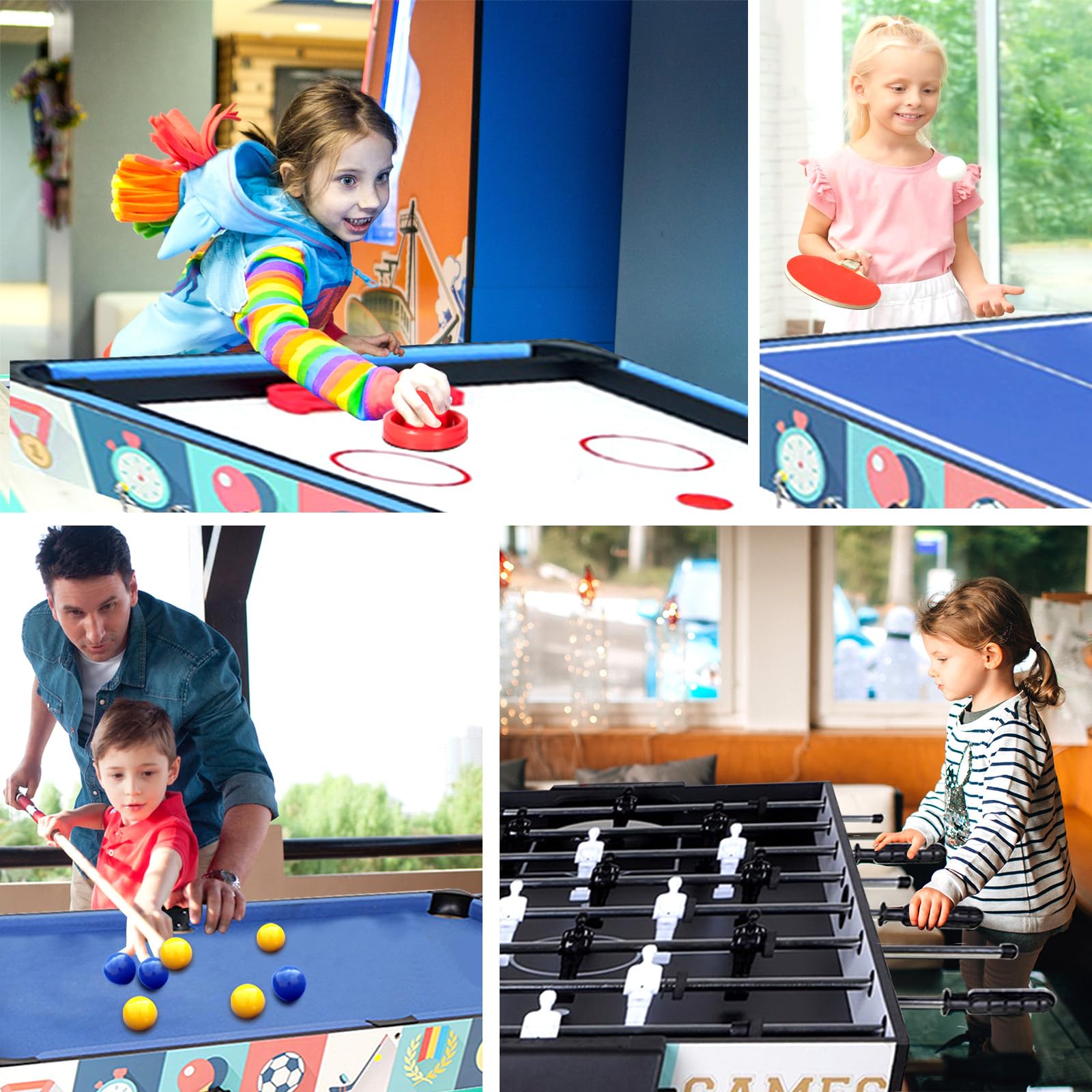 4-in-1 Multi Game Table with Foosball, Pool, Hockey, and Ping Pong