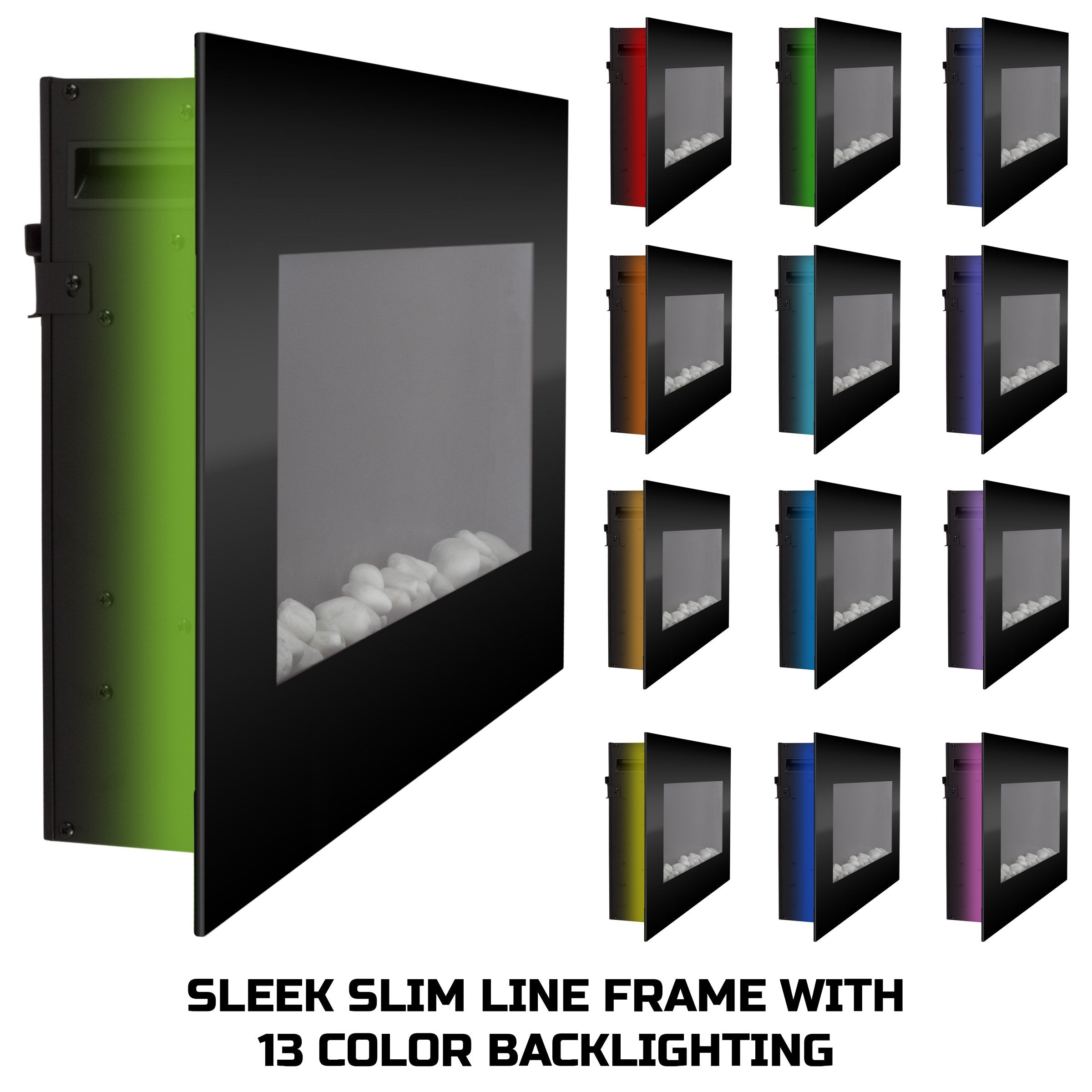 30 Inch Wall Mounted Electric Fireplace with LED Flames and Remote