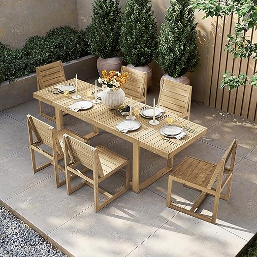 Bruno Outdoor Dining Set - Solid Acacia Wood 7 Piece