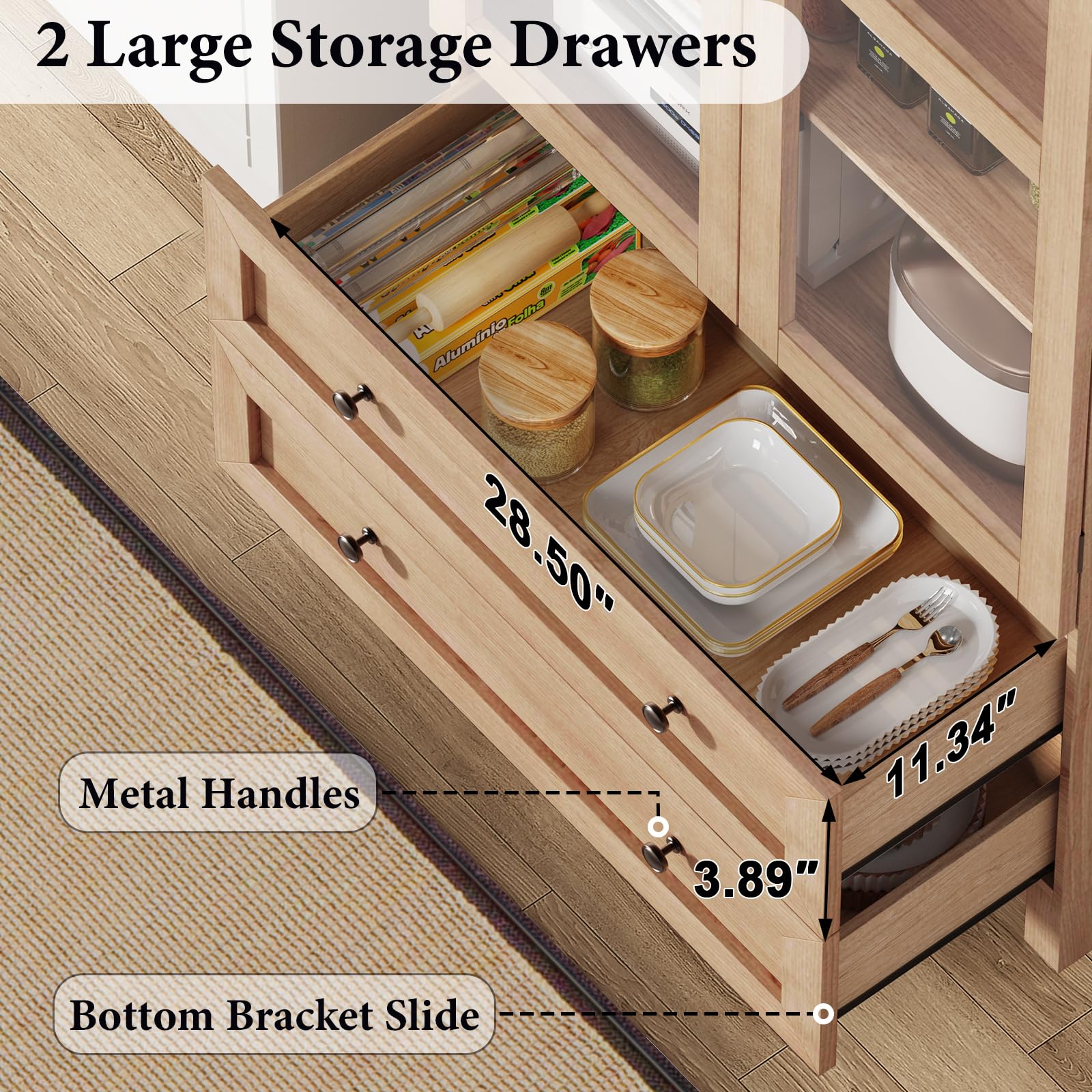 Tall Arched Pantry Cabinet with Drawers